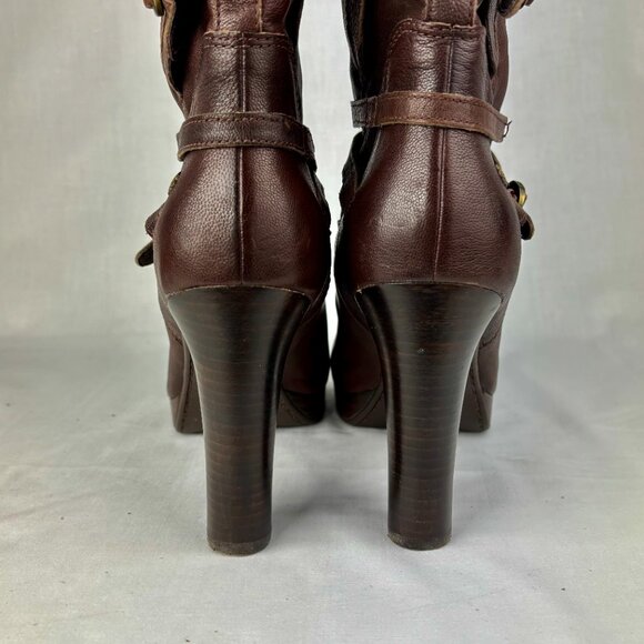 UGG Brown Ankle Booties with Chunky Heel and Buckle Details - Picture 9 of 16